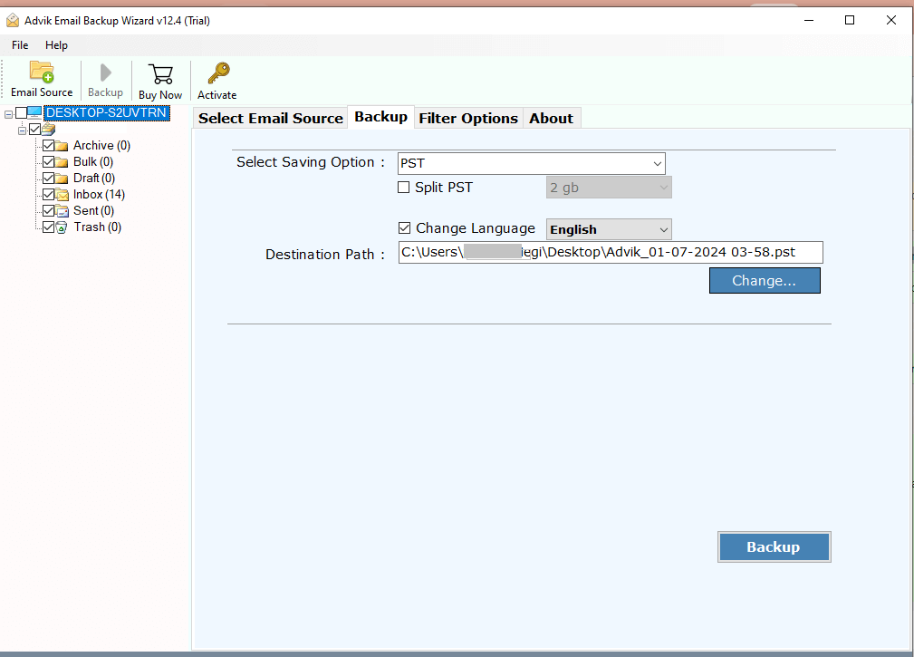 Choose email folders
