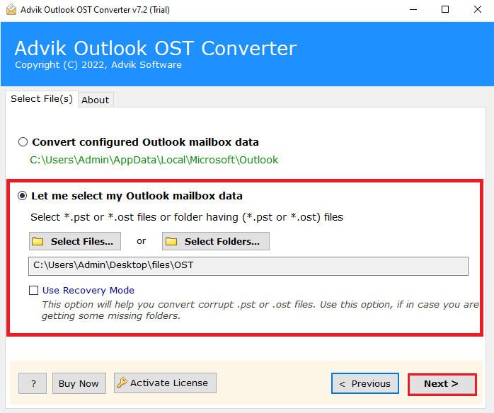 Run the software and add .ost files