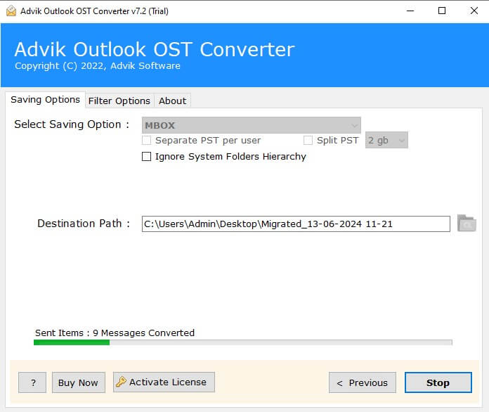 OST to MBOX conversion started