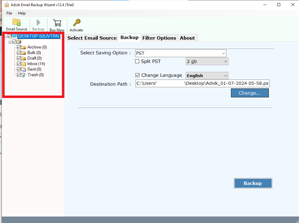 Select Email folders