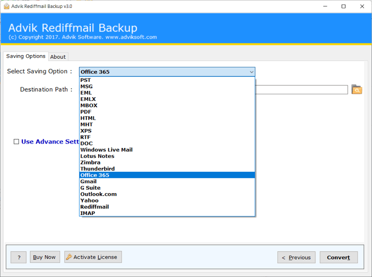 transfer rediffmail to office 365