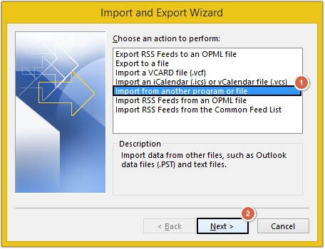 Choose Import from another program