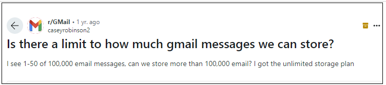 Limit of Gmail Inbox Folder