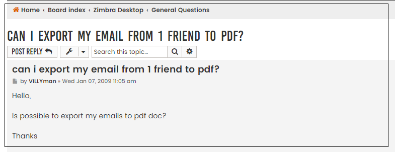 Save Zimbra Email as PDF