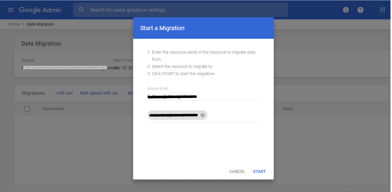 transfer G Suite data to another account