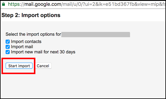 click on Start Import to transfer Windstream emails to Gmail