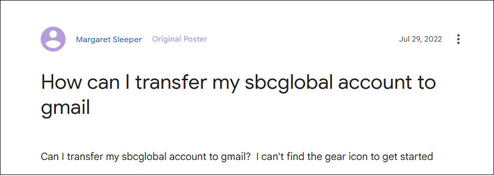 transfer sbcglobal email to gmail