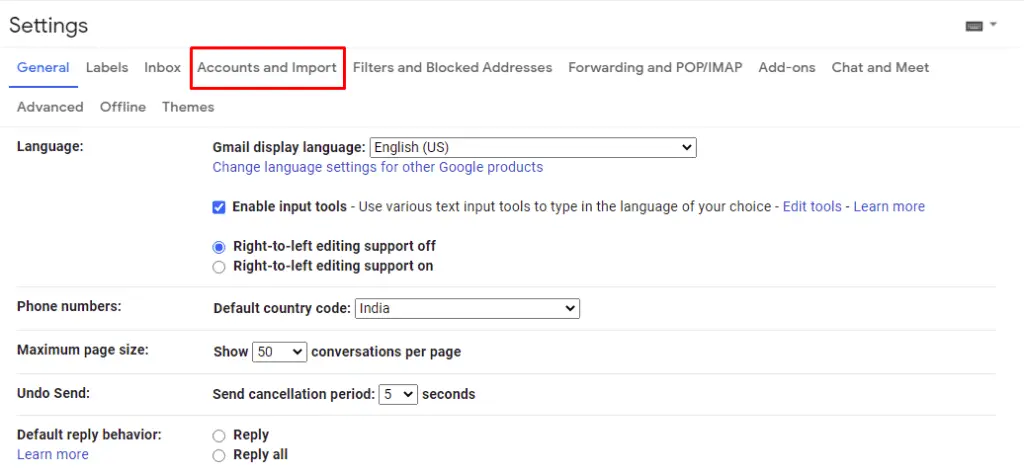 click Accounts and Import