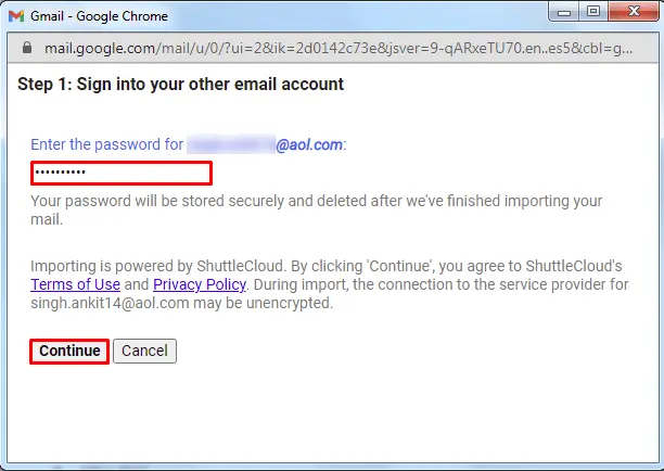 transfer aol email to gmail