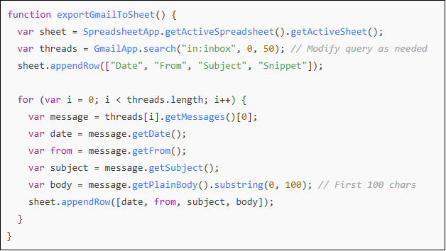 convert gmail to google sheets