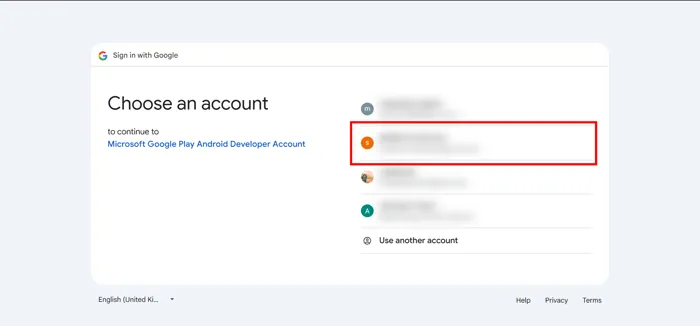Choose the account