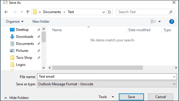 export outlook emails to msg