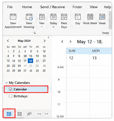go to the Calendar option