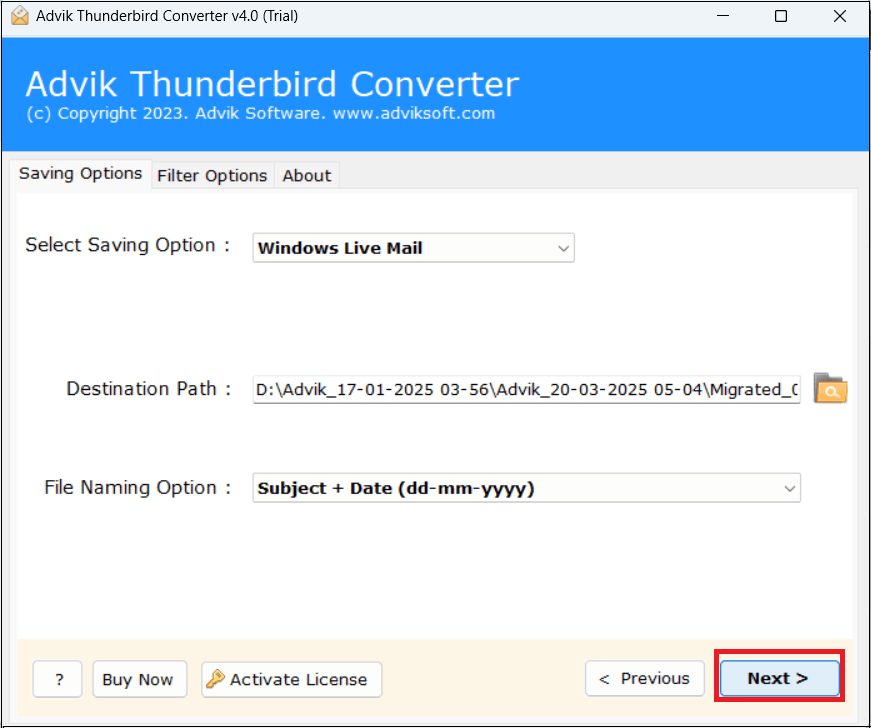 Transfer Thunderbird to Windows Live Mail