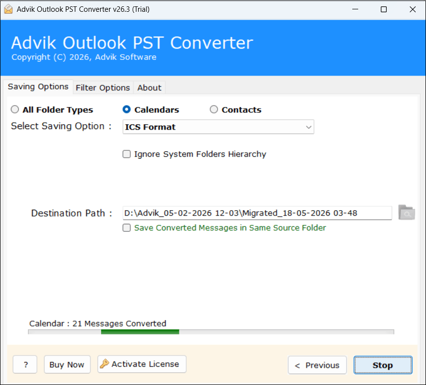 extract calendar from pst