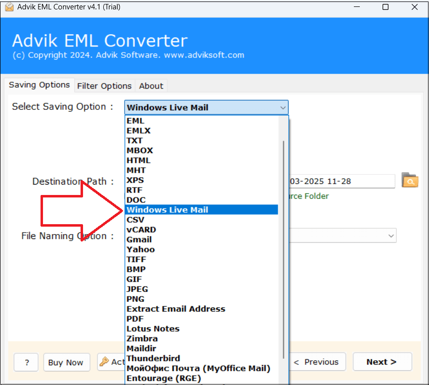 Select Windows Live Mail