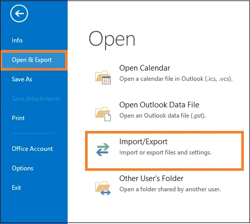 choose Import/Export