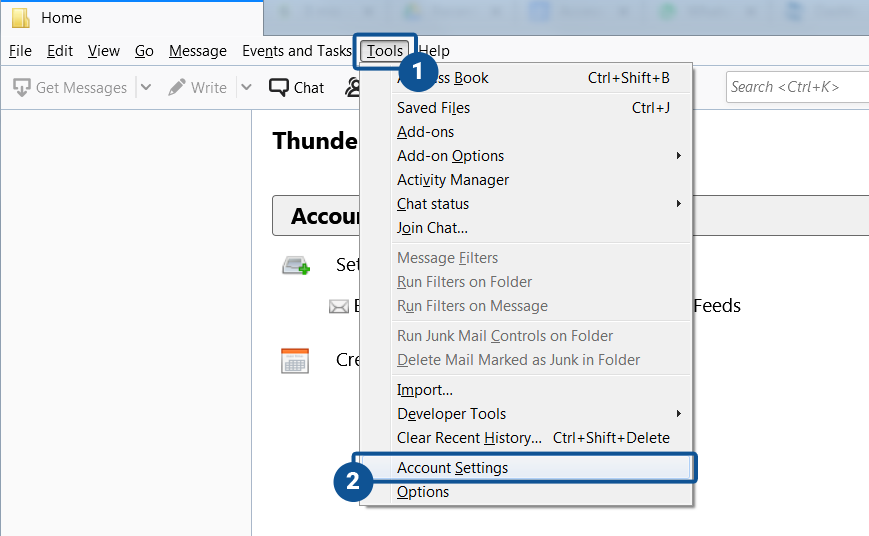 go to Tools >> Account Settings