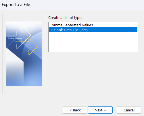 Choose Outlook Data File 