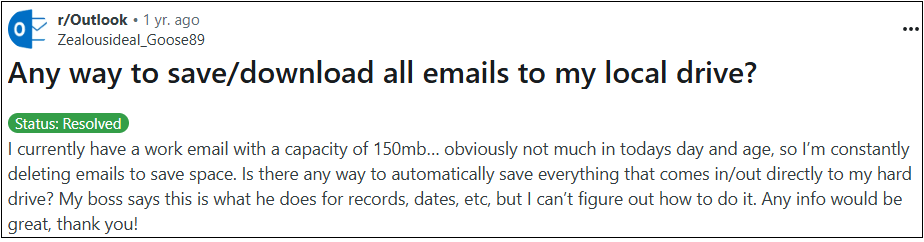 save outlook emails to hard drive