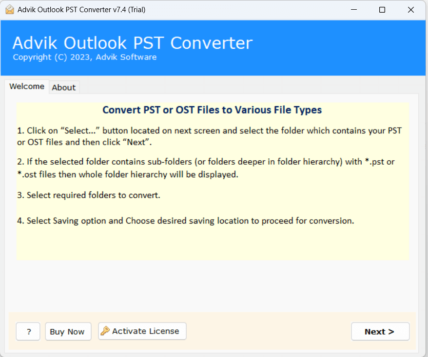 Import PST to Rediffmail