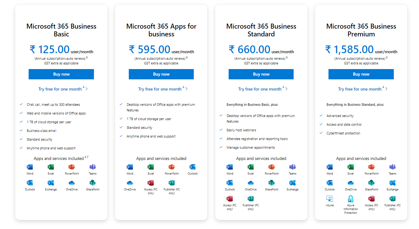 microsoft office 365 storage plans