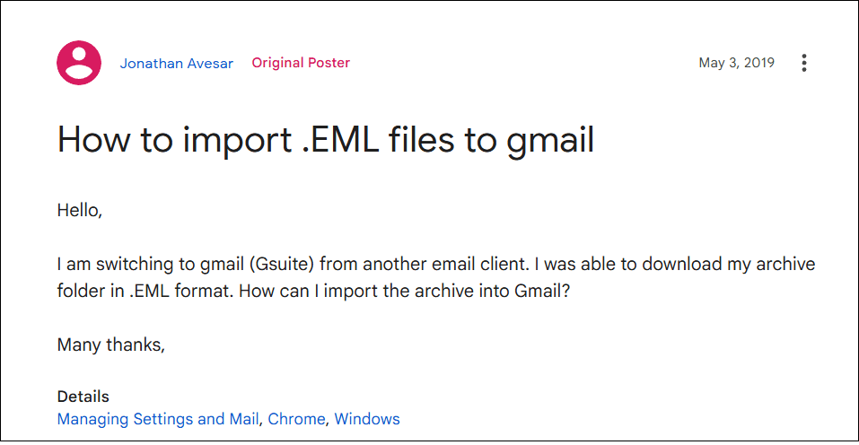 import eml to gmail