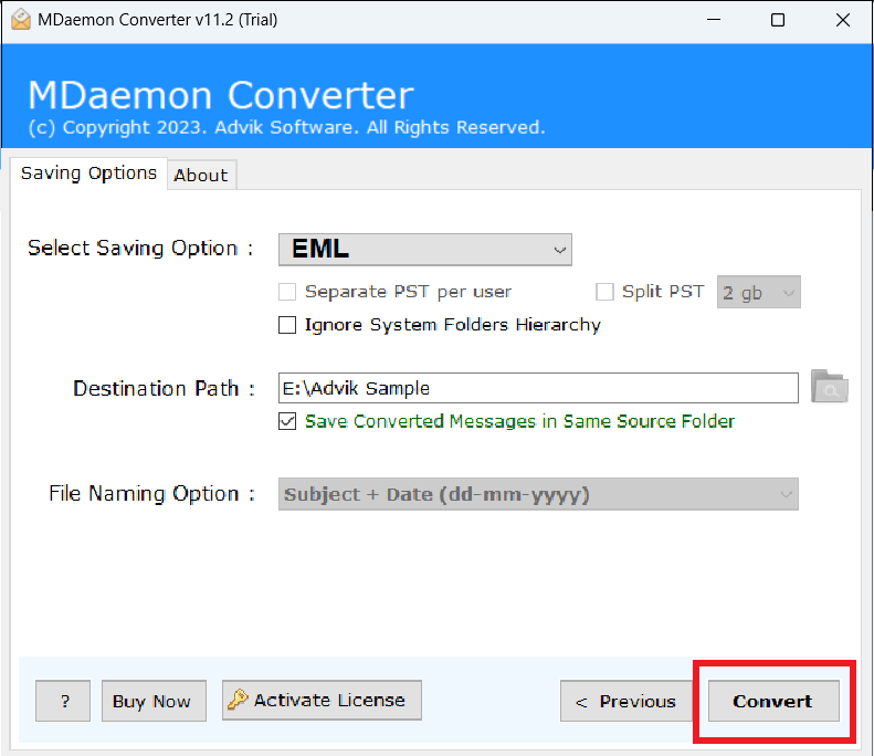Export MDaemon to EML