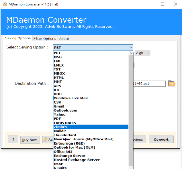 select Zimbra