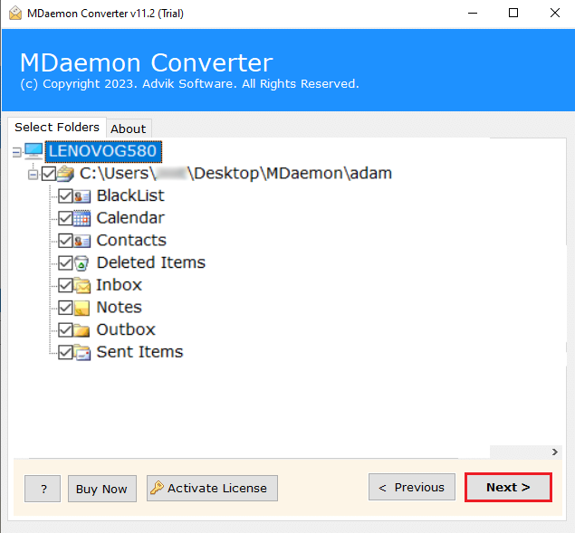 choose email folders