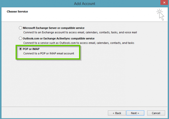 Choose "POP or IMAP" and click Next