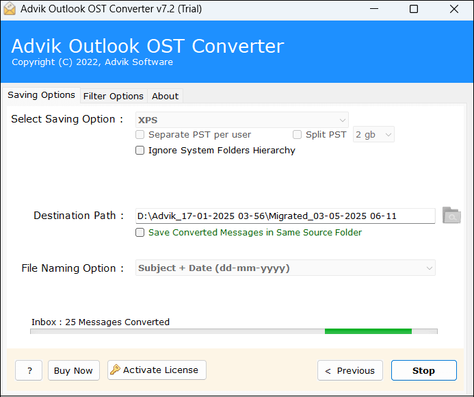 convert ost to xps