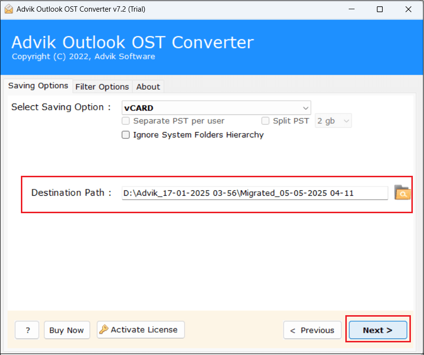 Convert OST to vCard