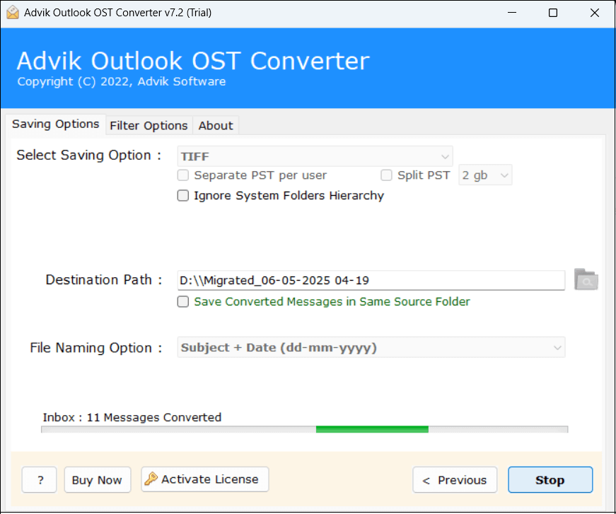 export Outlook emails to TIFF