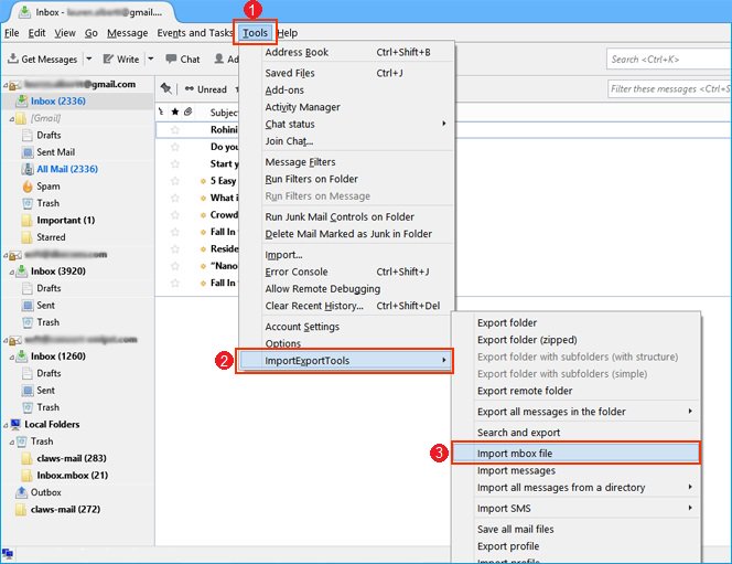 o to Tools >> ImportExportTools >> Import MBOX file