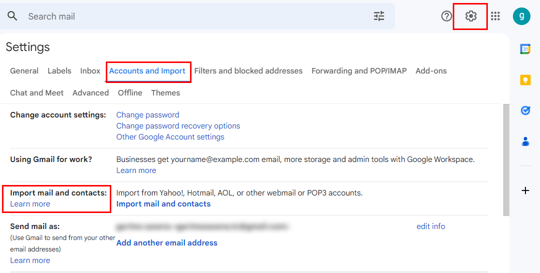 Select Account and Import