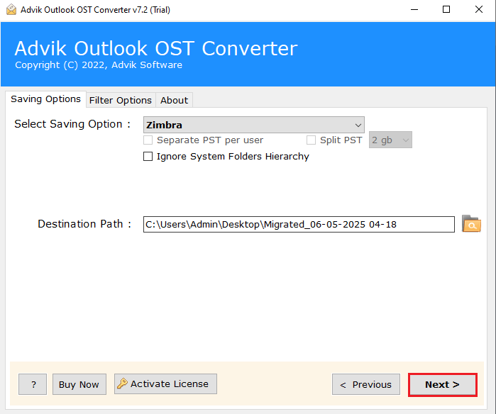transfer outlook to zimbra