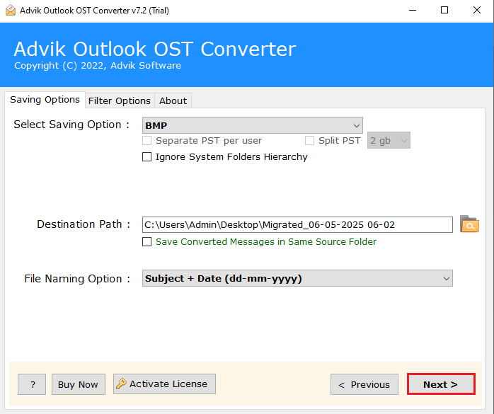 export outlook emails to bmp