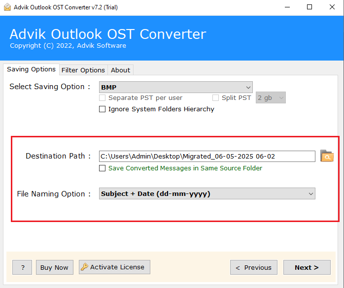 export outlook emails to bmp