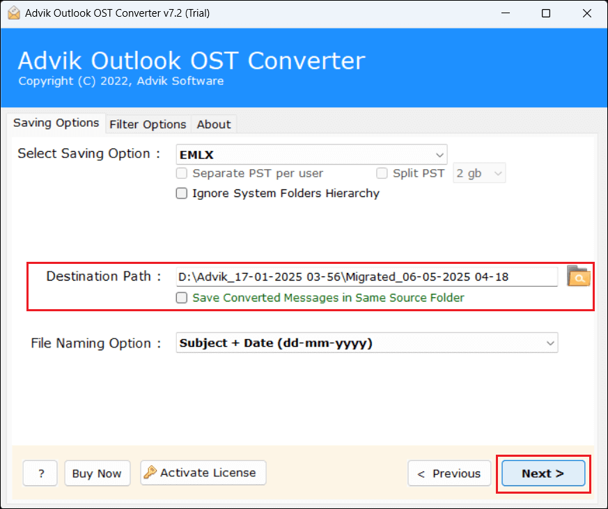 export Outlook emails to EMLX