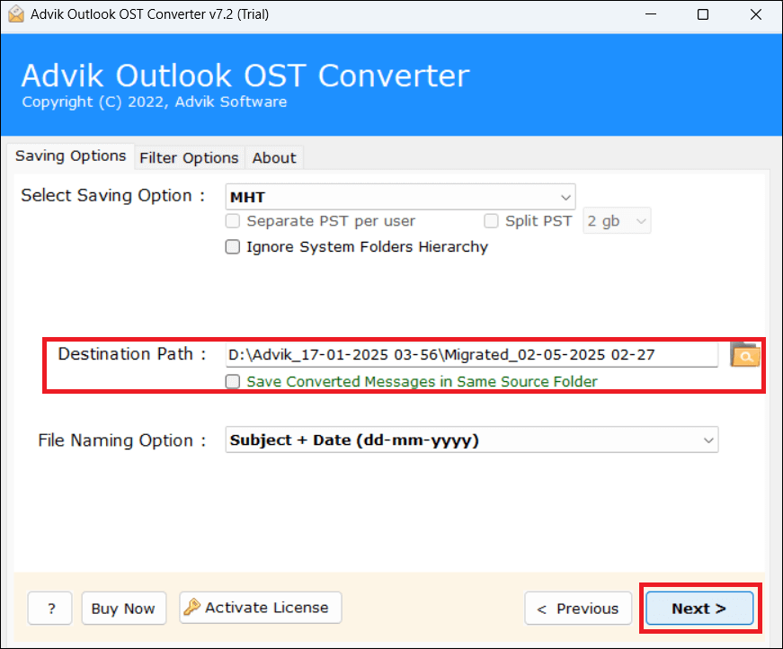 Convert OST to MHT Files