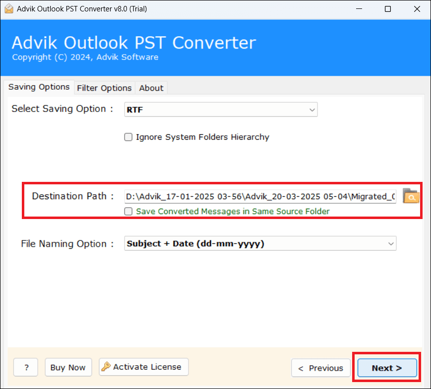 convert pst to rtf