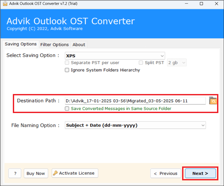 Convert OST Emails to XPS