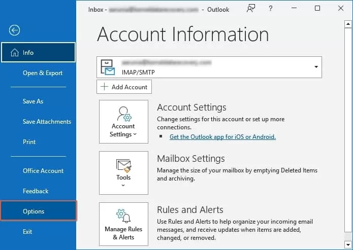 click File >> Options