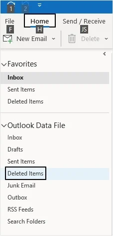 open the Deleted Items folder