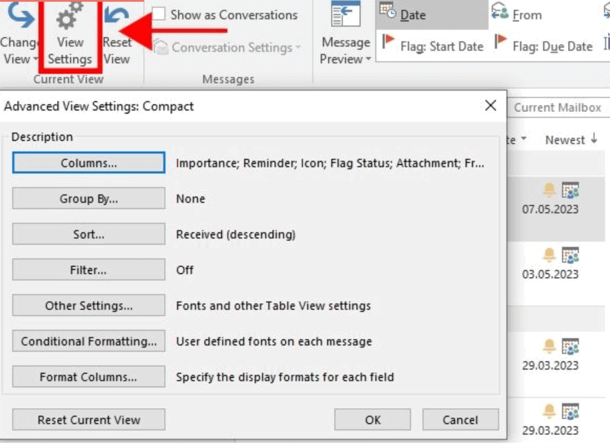 click View Settings