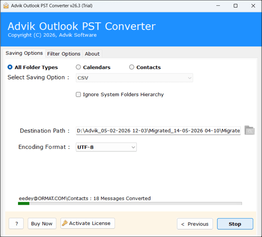export contacts from pst