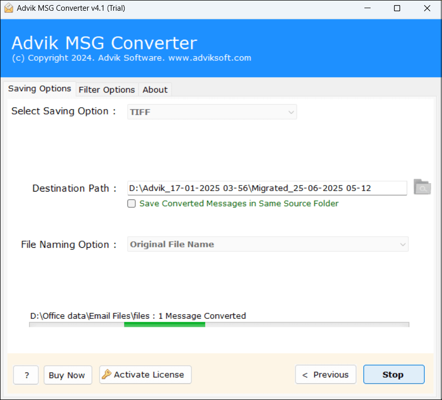 converting msg to tiff