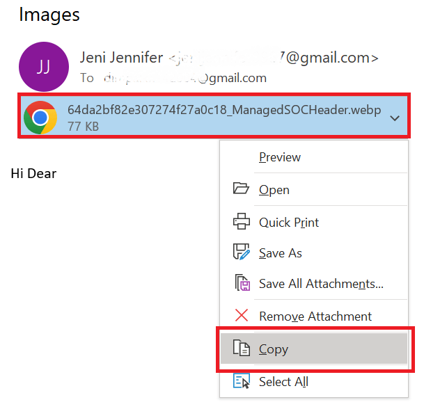 select the Copy