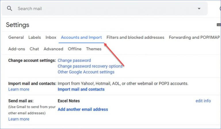 click Accounts and Import